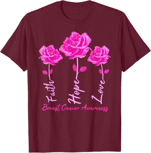 Faith Hope Love Men Pink Tulips Flowers T-Shirt - T-Shirt | Maroon