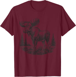Moose Animal Vintage Moose T-Shirt - T-Shirt | Maroon