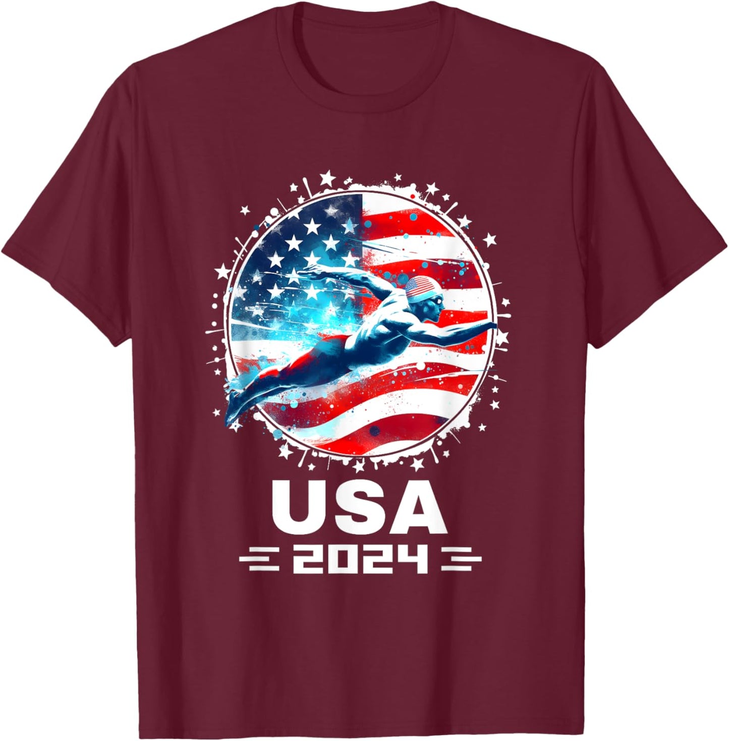Swimming United States Swimming Team Apparel Swimming T-Shirt - T-Shirt | Maroon