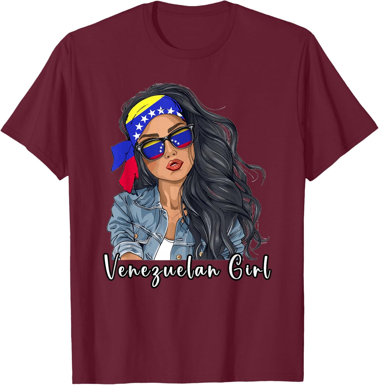Venezuelana Woman Products Flag Uniform Girl Venezuela T-Shirt - T-Shirt | Maroon
