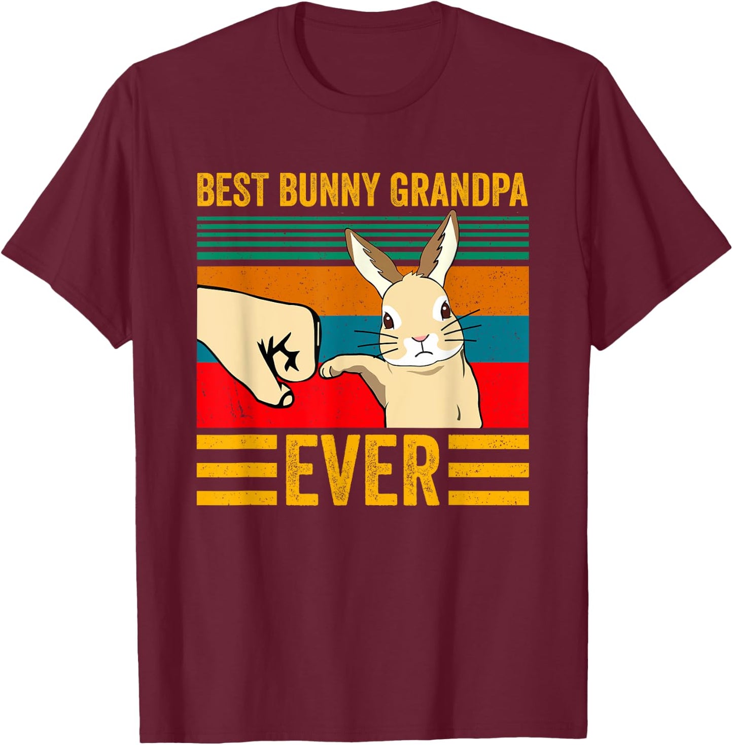 Best Bunny Grandpa Ever Rabbit Lover Father Pet Rabbit T-Shirt - T-Shirt | Maroon