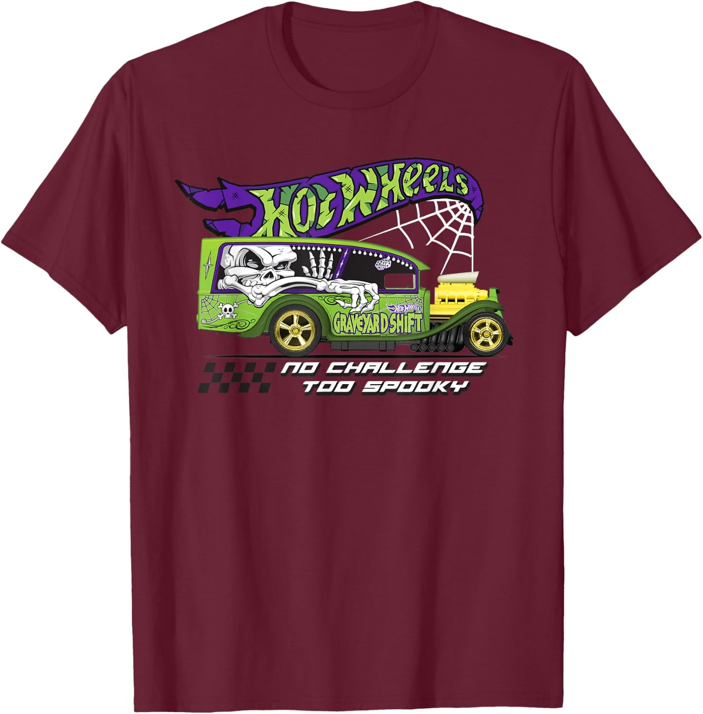 Hot Wheels - No Challenge Too Spooky T-Shirt - T-Shirt | Maroon