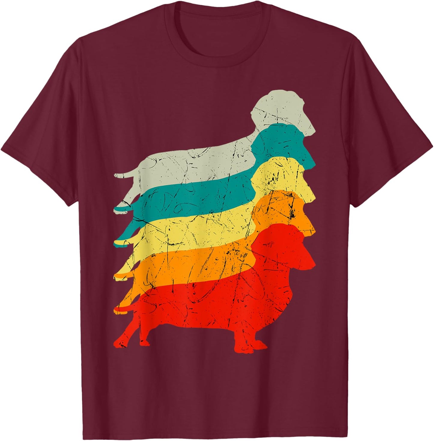 Dachshund Retro Vintage Sausage Dog Lover T-Shirt - T-Shirt | Maroon