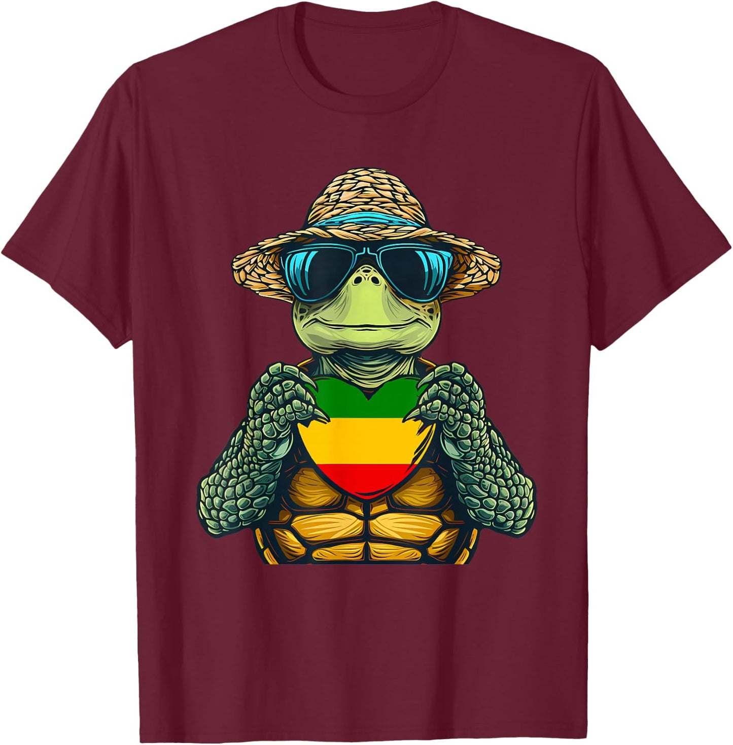 Rasta Reggae Turtle Jamaica Music Rastafari Roots Jamaican T-Shirt - T-Shirt | Maroon