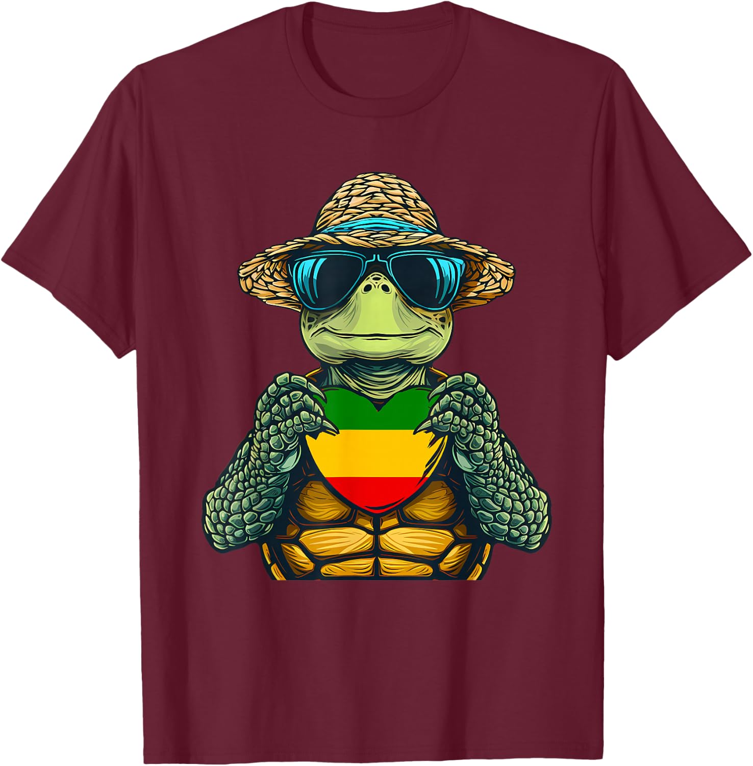 Rasta Reggae Turtle Jamaica Music Rastafari Roots Jamaican T-Shirt - T-Shirt | Maroon