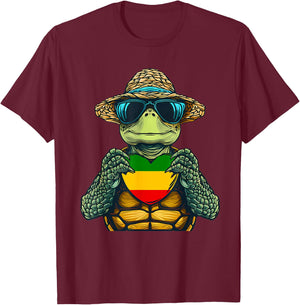 Rasta Reggae Turtle Jamaica Music Rastafari Roots Jamaican T-Shirt - T-Shirt | Maroon