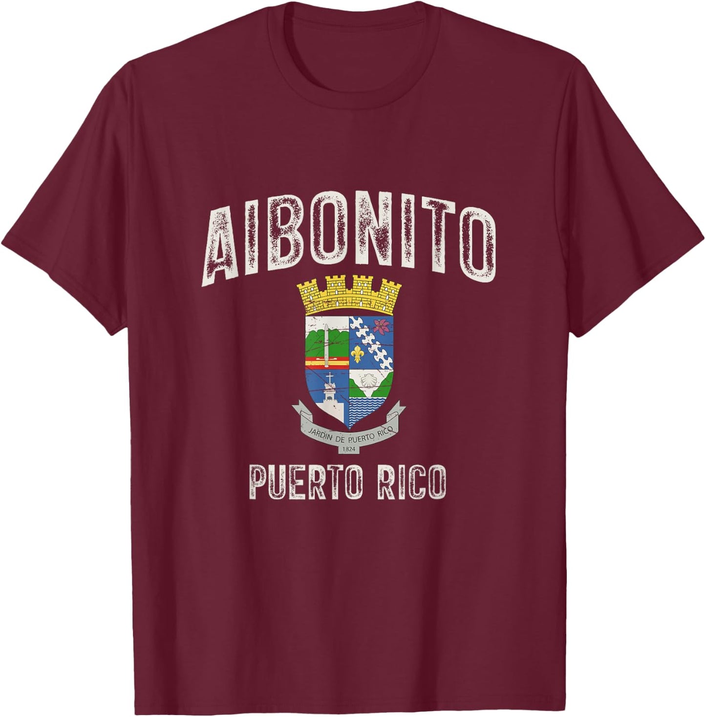 Aibonito City in Puerto Rico, Aibonito Armorial T-Shirt - T-Shirt | Maroon