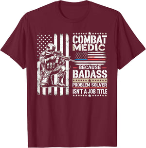 Combat Medic First Aid Field Medic Military T-Shirt - T-Shirt | Maroon