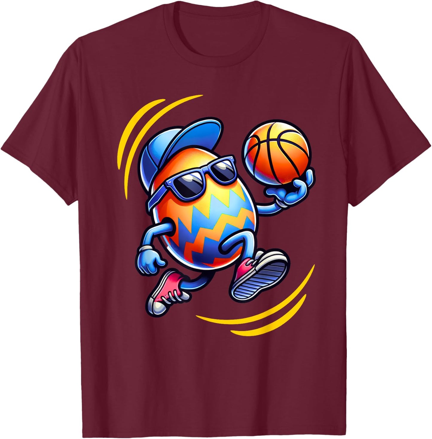 Easter Egg Playing Basketball Sports Boys Men Kids Toddler T-Shirt - T-Shirt | Maroon