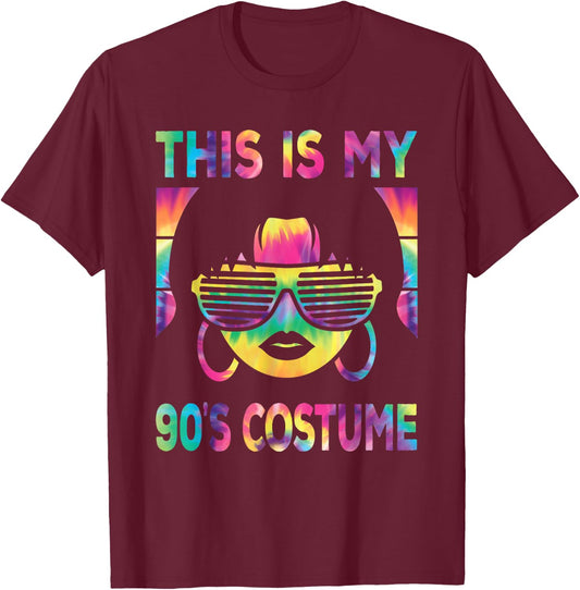 This Is My 90's Costume Women 1990s 90s Outfit Disco Party T-Shirt - T-Shirt | Maroon