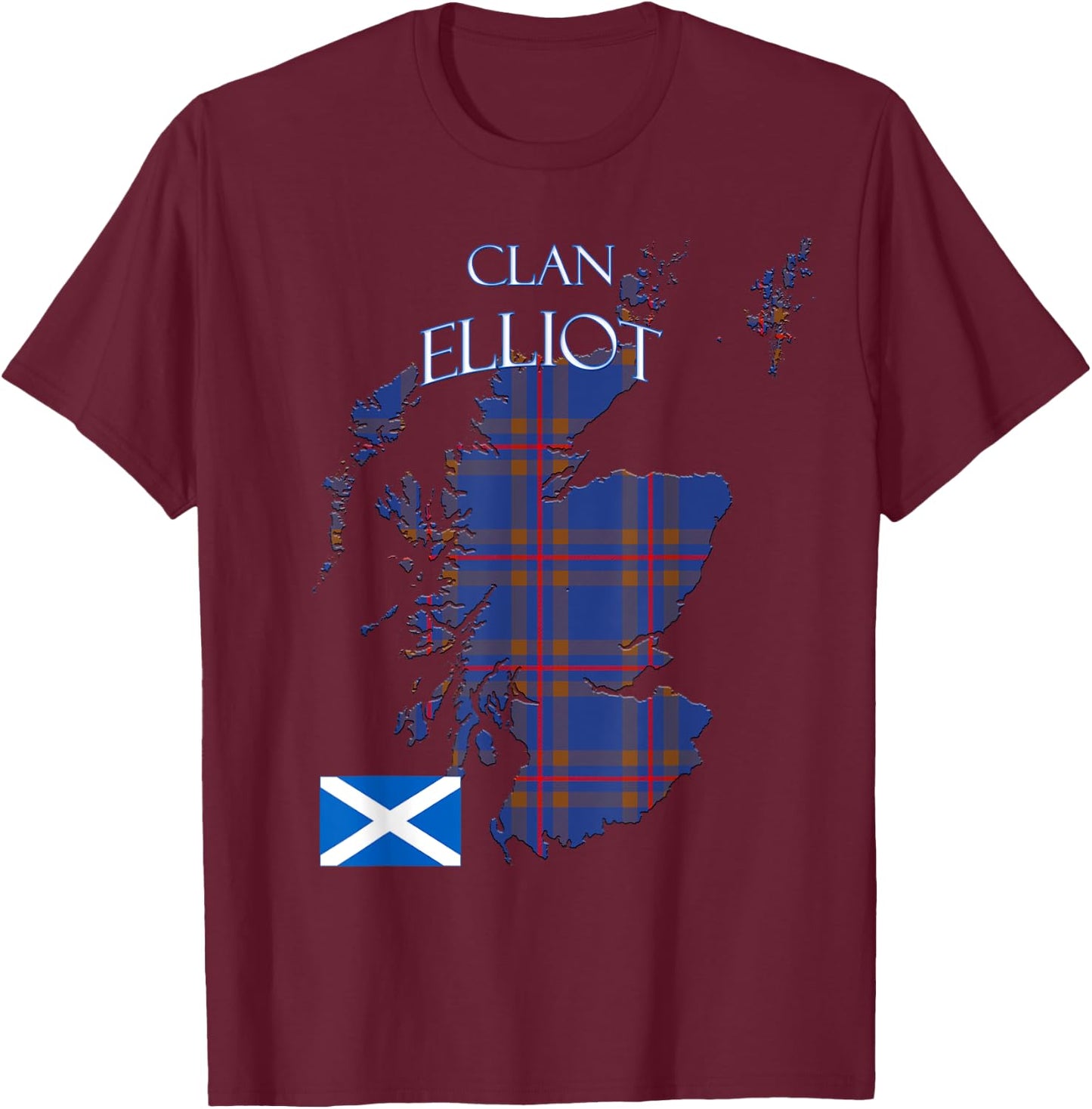 Elliot Scottish Clan Tartan Scotland T-Shirt - T-Shirt | Maroon
