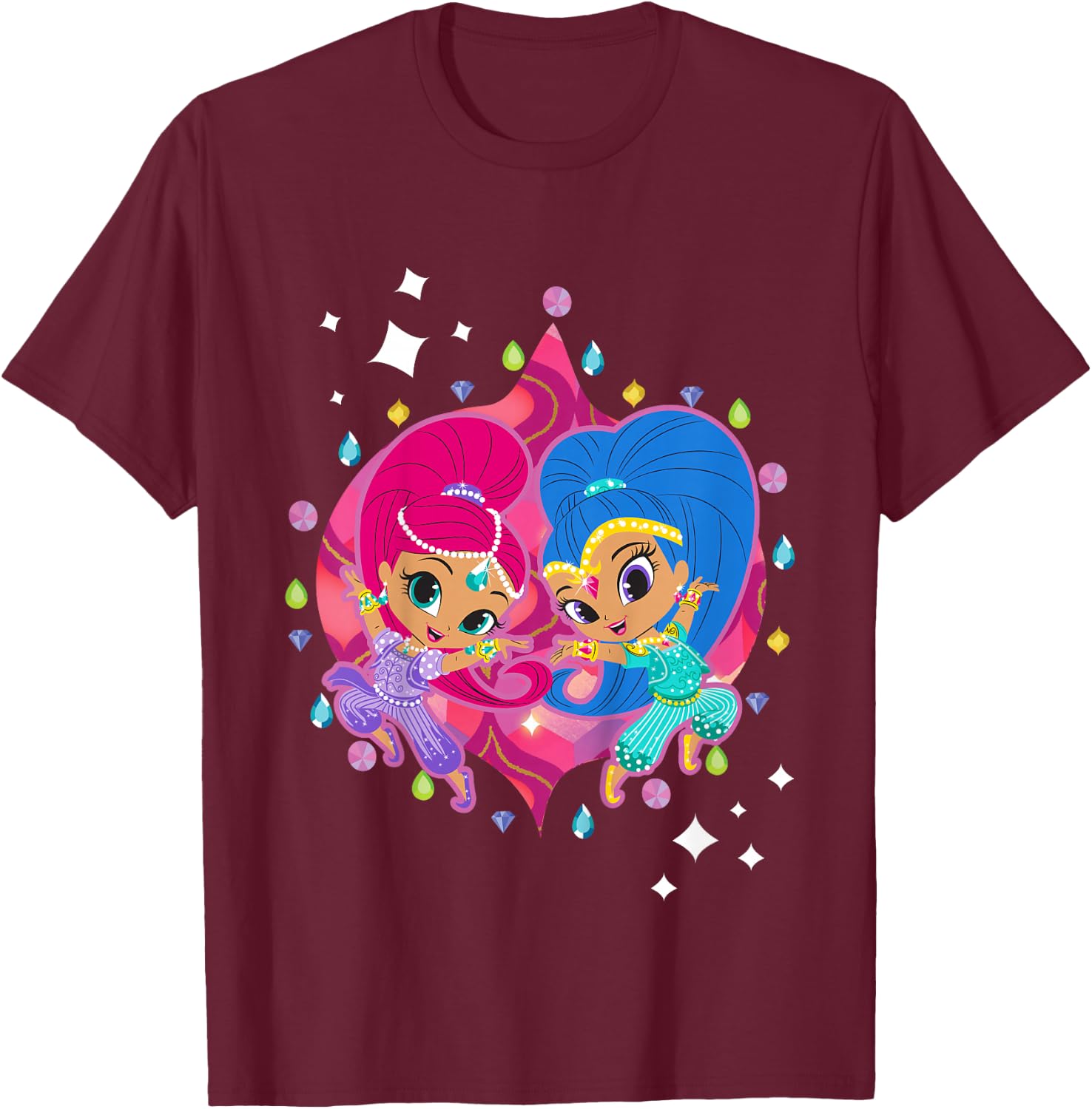 Kids Shimmer & Shine Diamonds and Gems T-Shirt - T-Shirt | Maroon