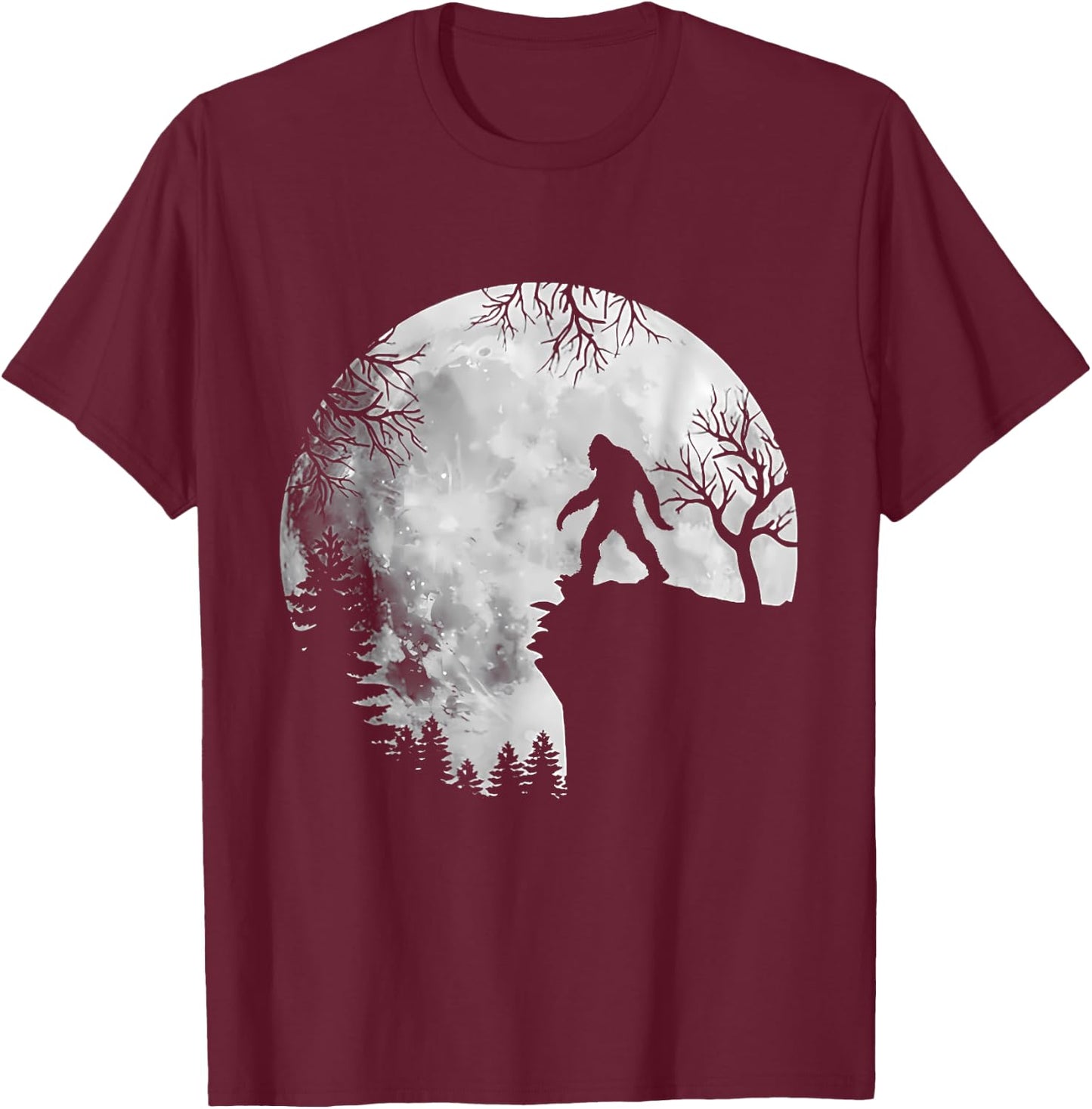 Bigfoot Sasquatch Full Moon In The Forest Women Kids T-Shirt - T-Shirt | Maroon