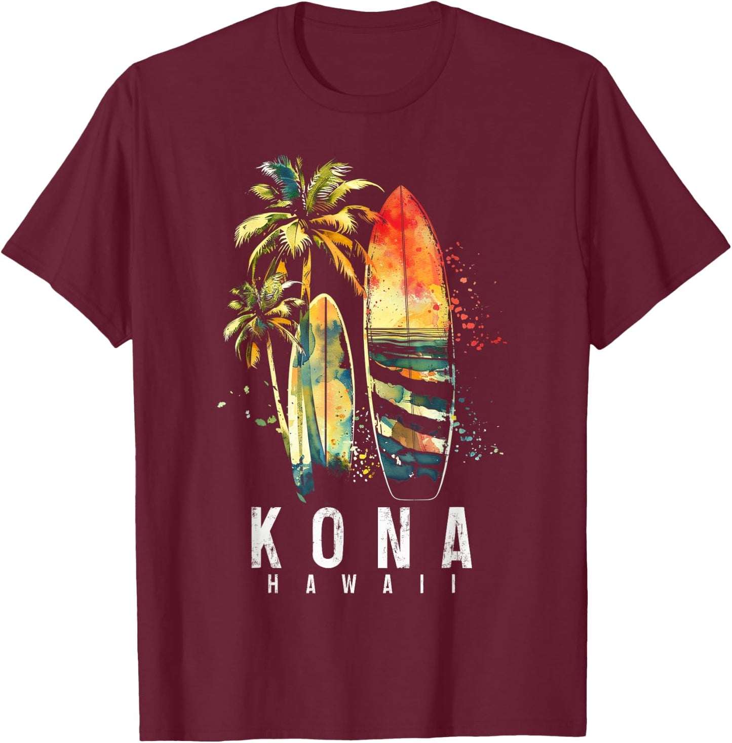 Kona Hawaii Hawaiian Surf Vintage Surfing Surfer T-Shirt - T-Shirt | Maroon