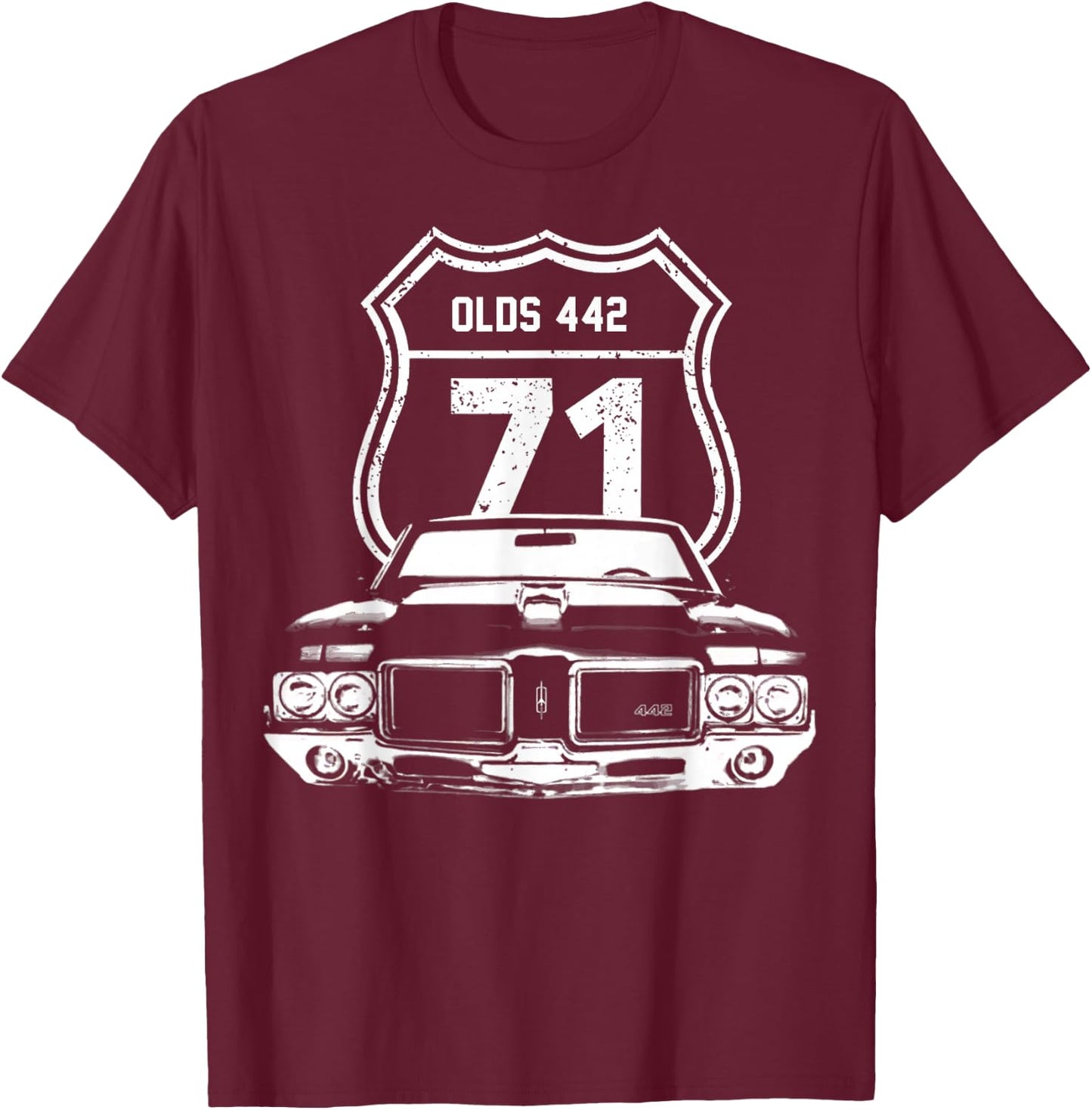 1971 71 Olds 442 Muscle Car T-Shirt - T-Shirt | Maroon