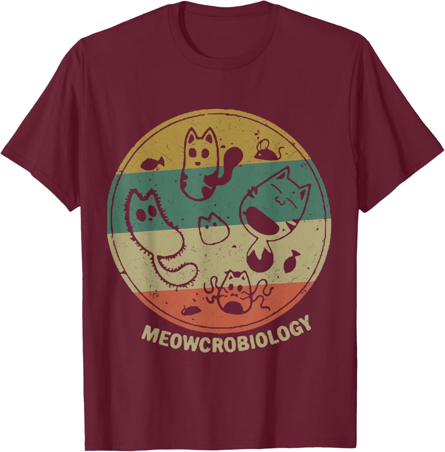 Meowcrobiology Microbiology Science Funny Cat Lover T-Shirt - T-Shirt | Maroon