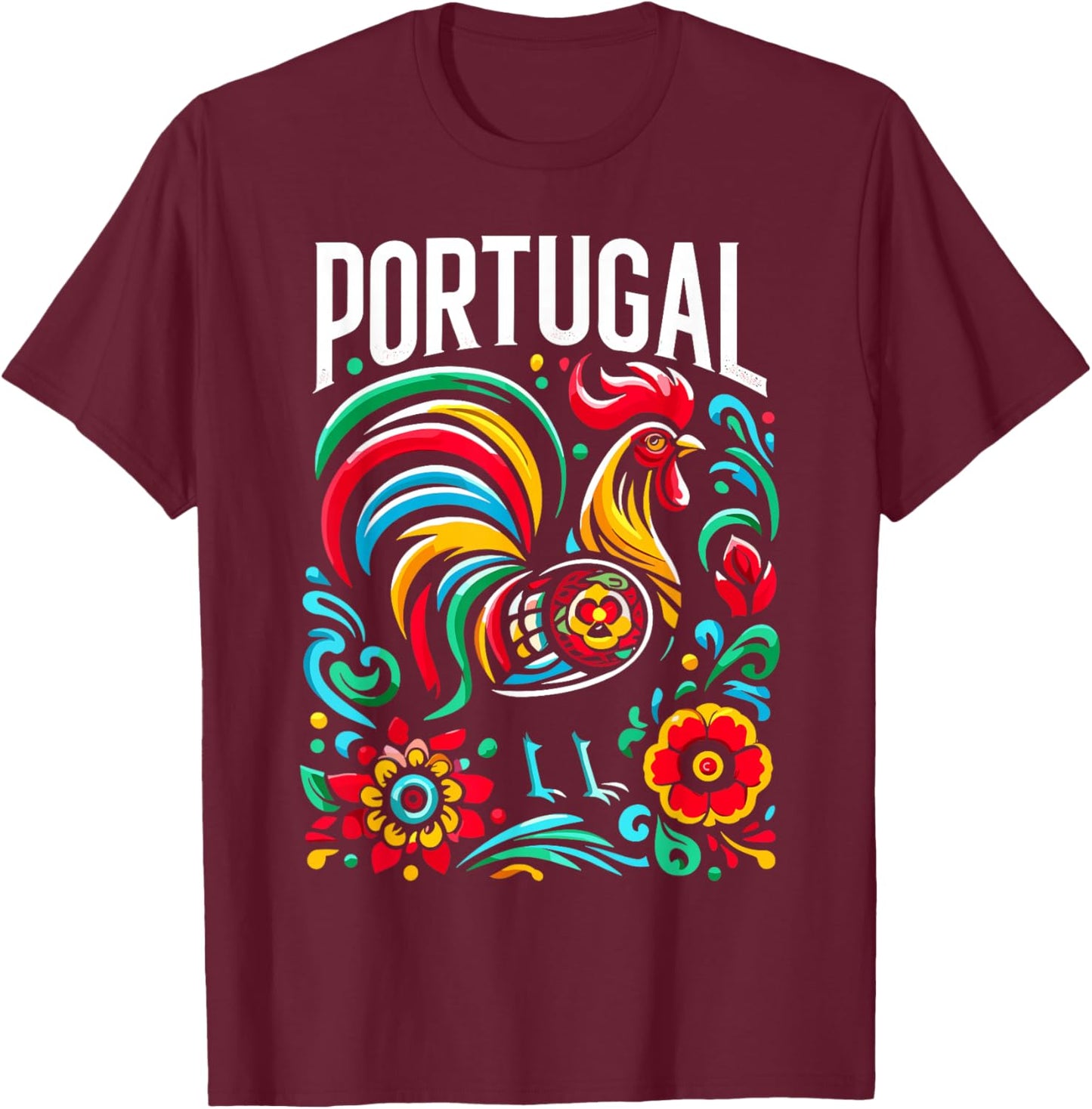 Galo de Barcelos Portuguese Rooster Shirt Portugal T-Shirt - T-Shirt | Maroon
