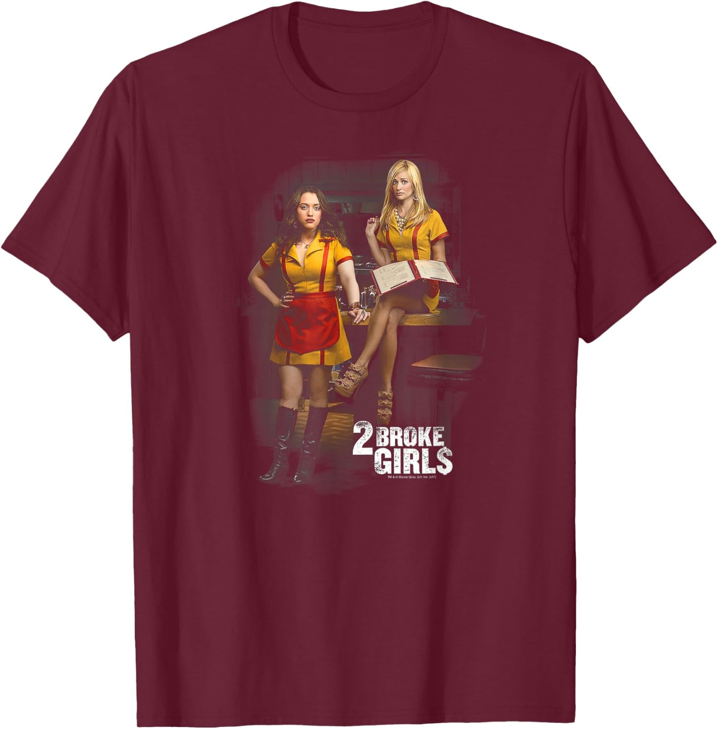 2 Broke Girls Max & Caroline T-Shirt - T-Shirt | Maroon