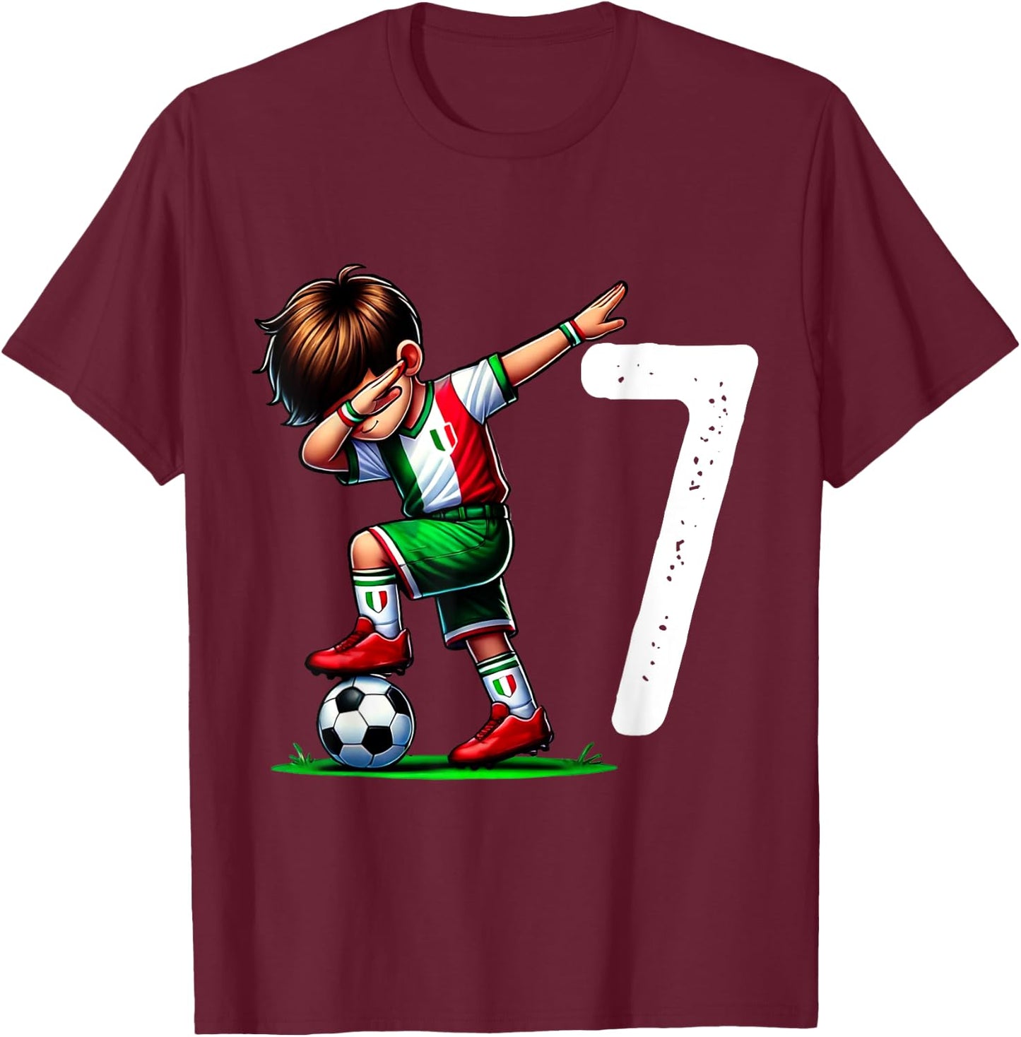 Children's Football Jersey 7 Years Birthday Gift 7 Years T-Shirt - T-Shirt | Maroon