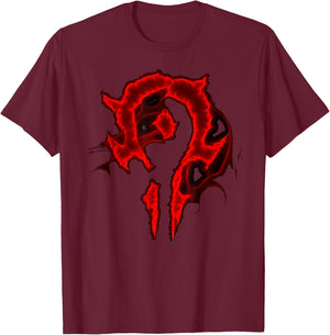 Warcraft Gaming Logo Horde Saturated Epic Crest Gamer T-Shirt - T-Shirt | Maroon