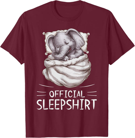 Elephant Animal Official Sleepshirt Pajamas Nightgown T-Shirt - T-Shirt | Maroon