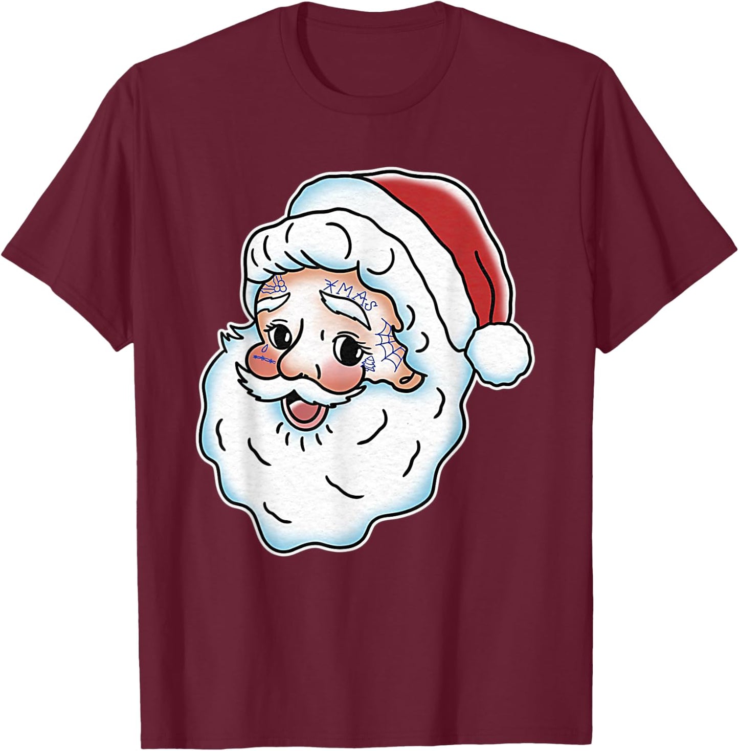 Santa Claus Tattoo T-Shirt - T-Shirt | Maroon