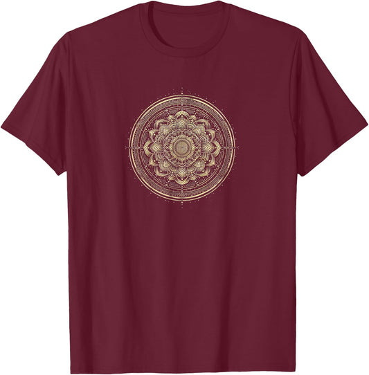 Mandala Inspired Circle T-Shirt - T-Shirt | Maroon