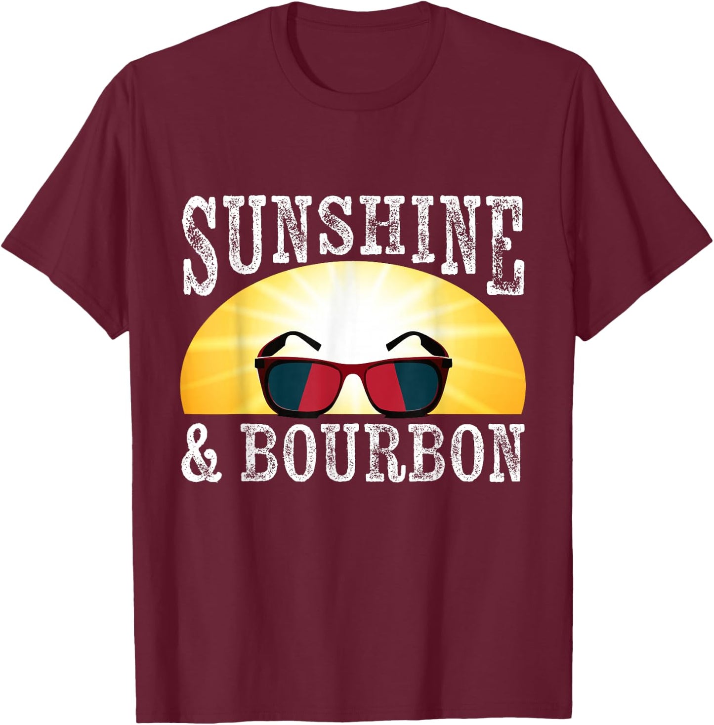 Sunshine and Bourbon Whiskey Hunter Country Music Babe T-Shirt - T-Shirt | Maroon