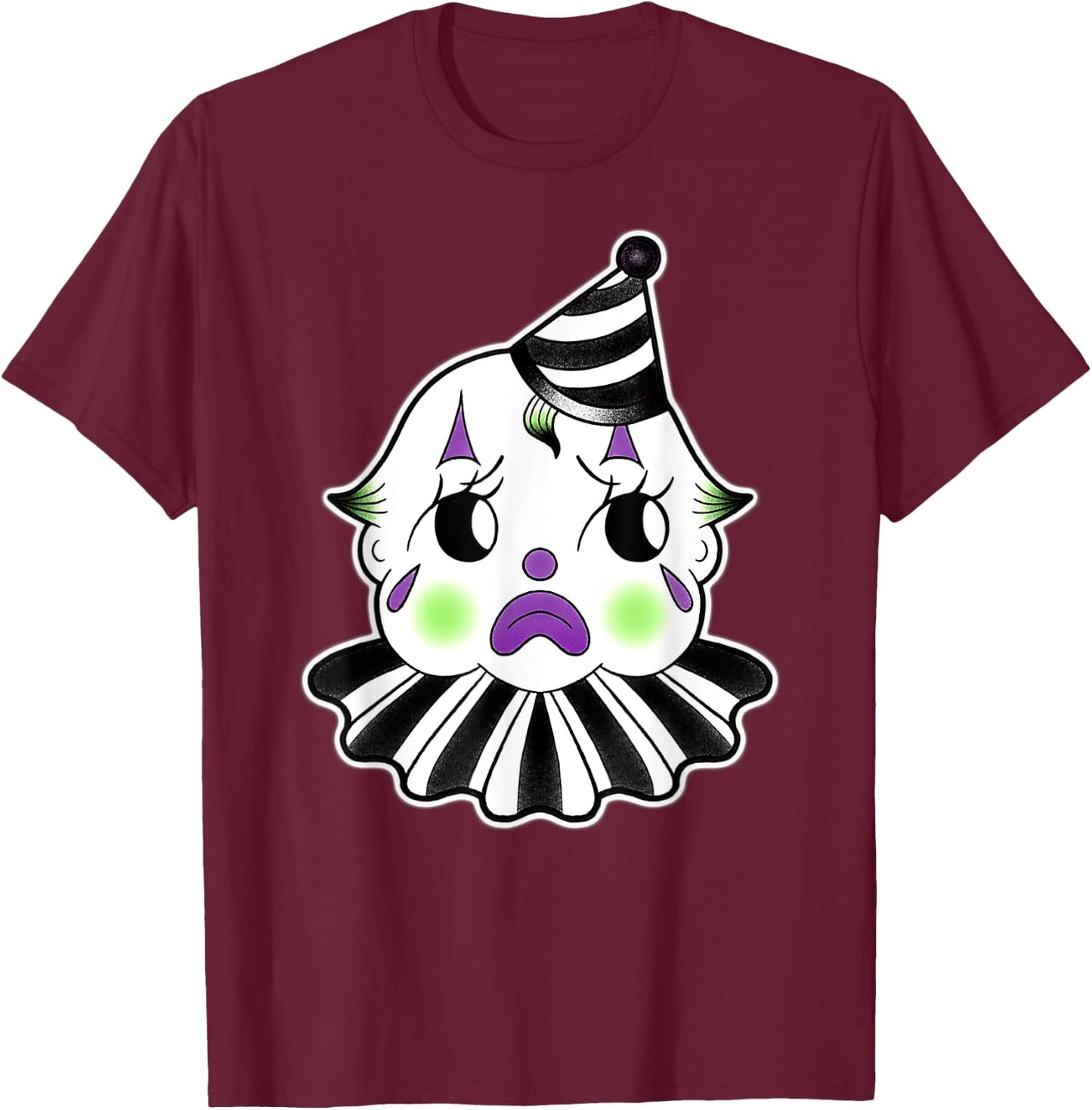 Urban Empyre Kewpie Baby Spooky Clown Sad Doll T-Shirt - T-Shirt | Maroon