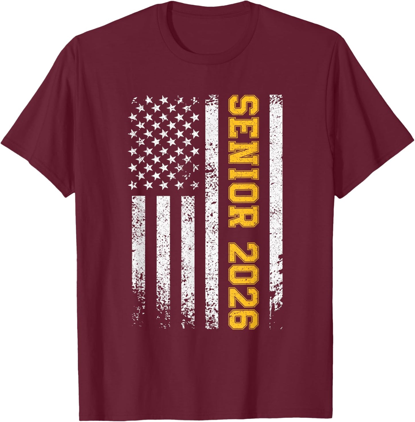 Senior 2026 American Flag USA Graduation Class of 2026 Kids Men T-Shirt - T-Shirt | Maroon