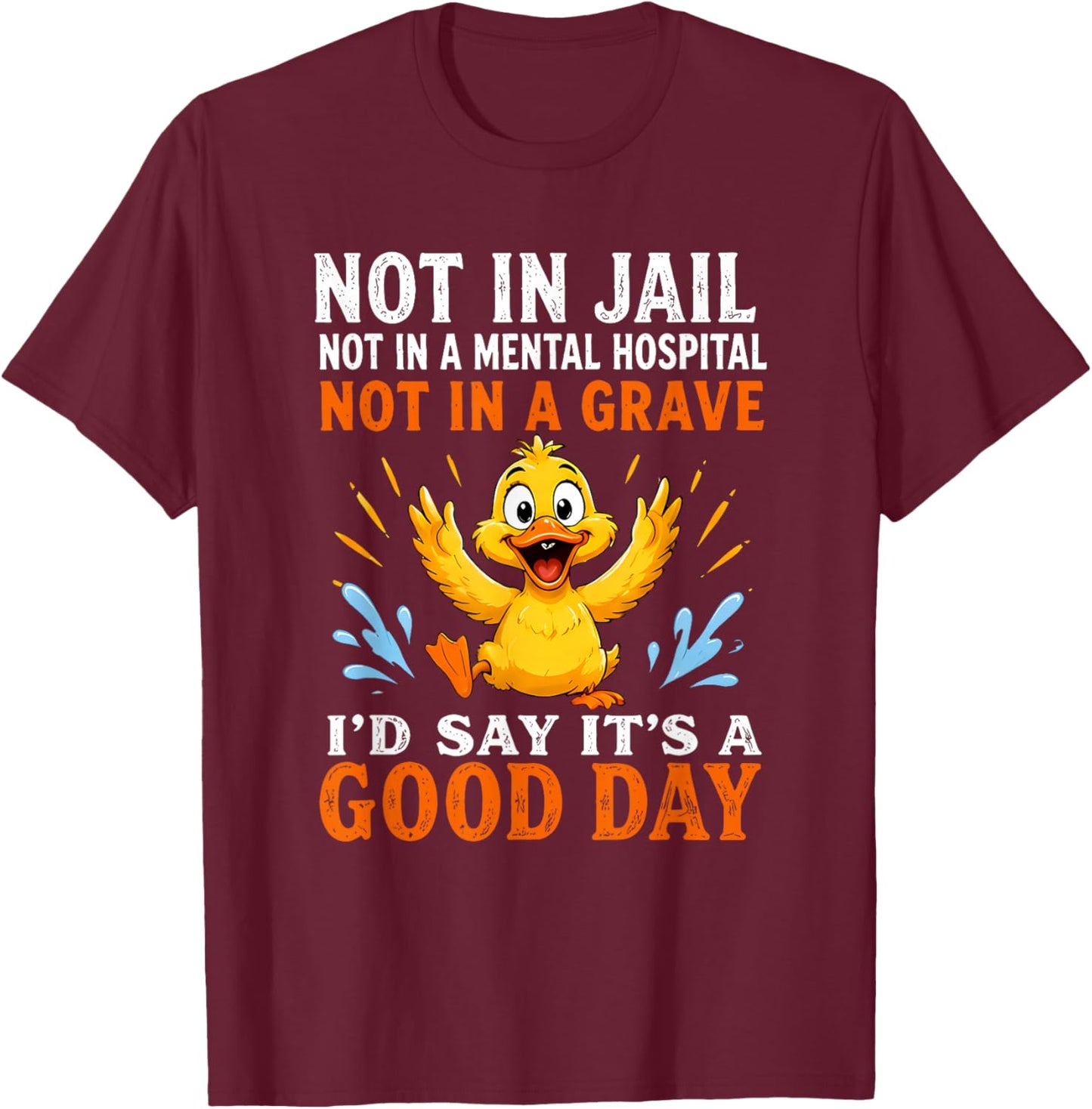 Not in Jail Not in A Mental Hospital Not in A Grave I'd Say T-Shirt - T-Shirt | Maroon
