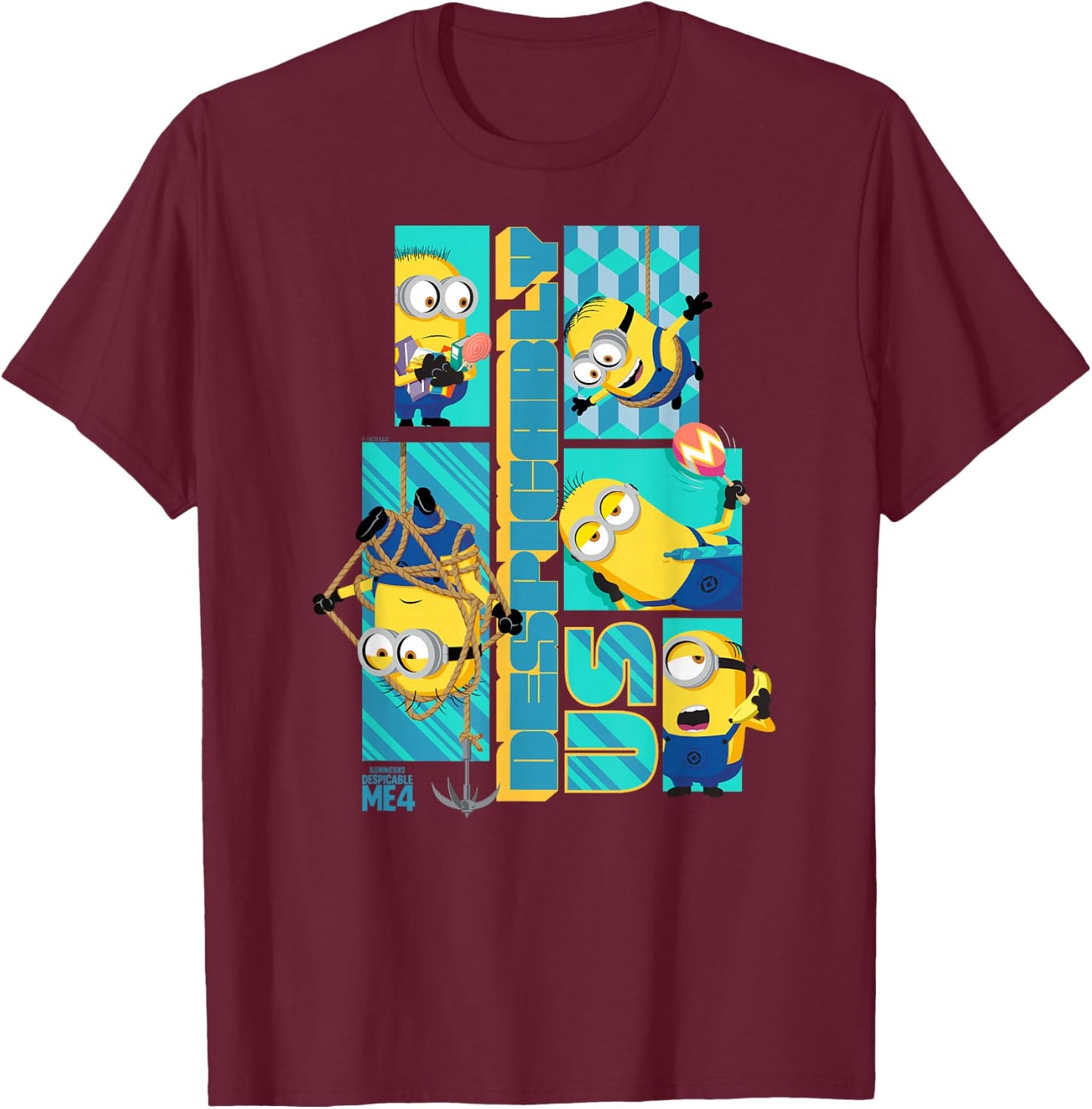Minions Despicable Me 4 Despicably Us Minions T-Shirt - T-Shirt | Maroon
