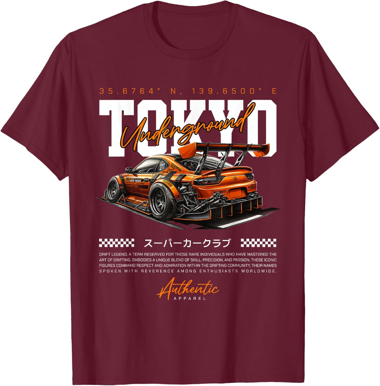 Cool Retro Vintage Japanese JDM Tokyo Japan Drift Race Car T-Shirt - T-Shirt | Maroon