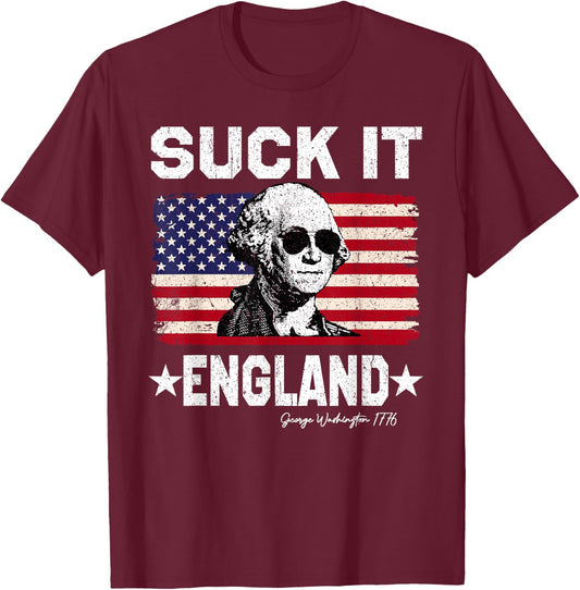 Suck It England George Washington 1776 American 4th Of July T-Shirt - T-Shirt | Maroon