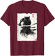 Vintage Samurai Cat Graphic Art Japanese Ukiyo-e T-Shirt - T-Shirt | Maroon