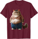 Funny Fat Cat Graphic Fat Kitten Design Chubby Cat Lover Men Women Girls Kids T-Shirt - T-Shirt | Maroon