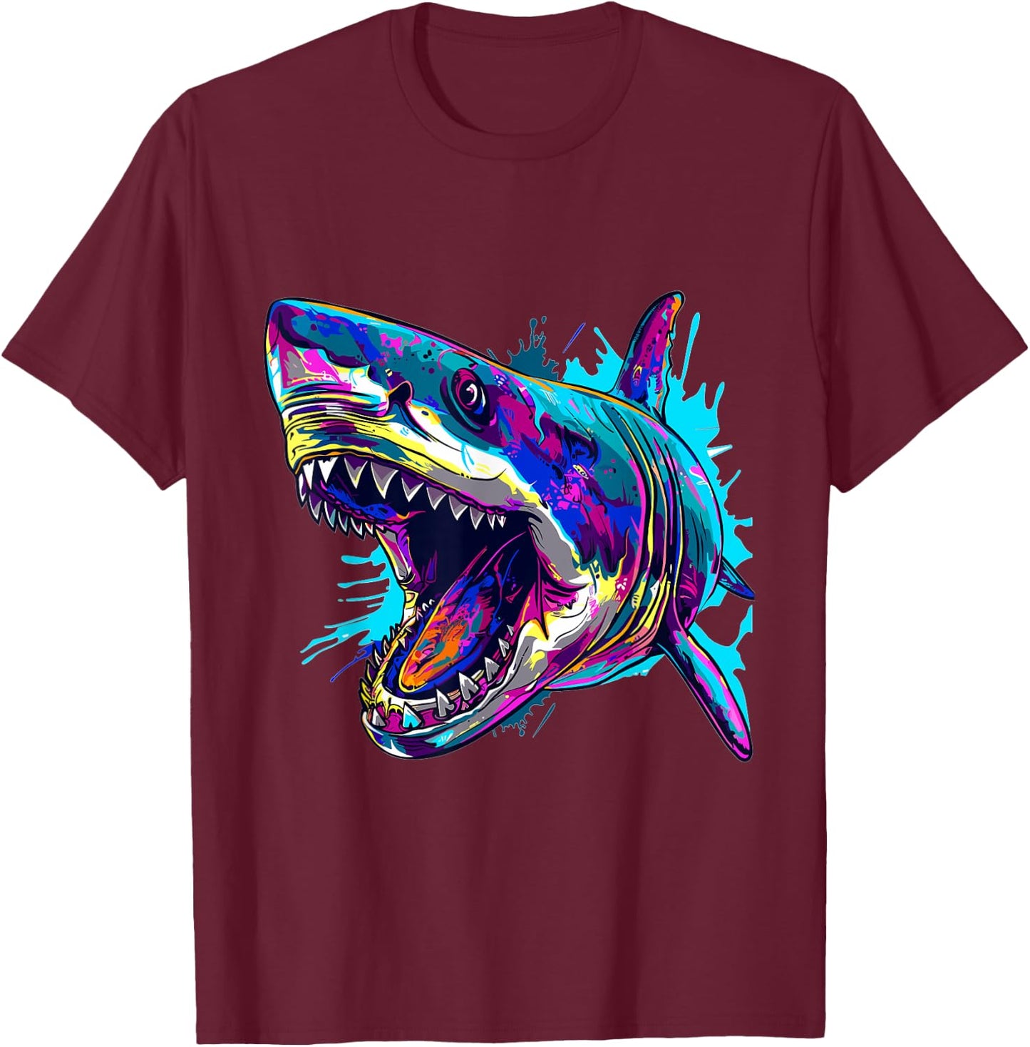Megalodon Shark Lover Graphic T-Shirt - T-Shirt | Maroon