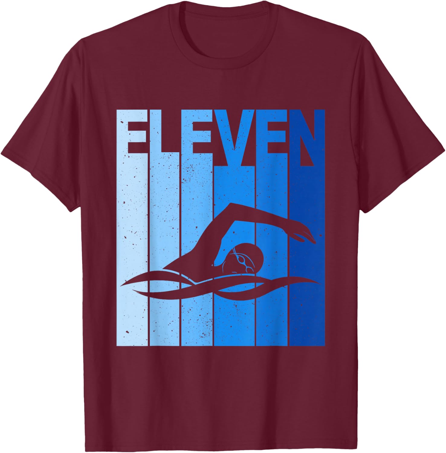 11th Birthday Swimming 11 Year Old Birthday Swimmer T-Shirt - T-Shirt | Maroon