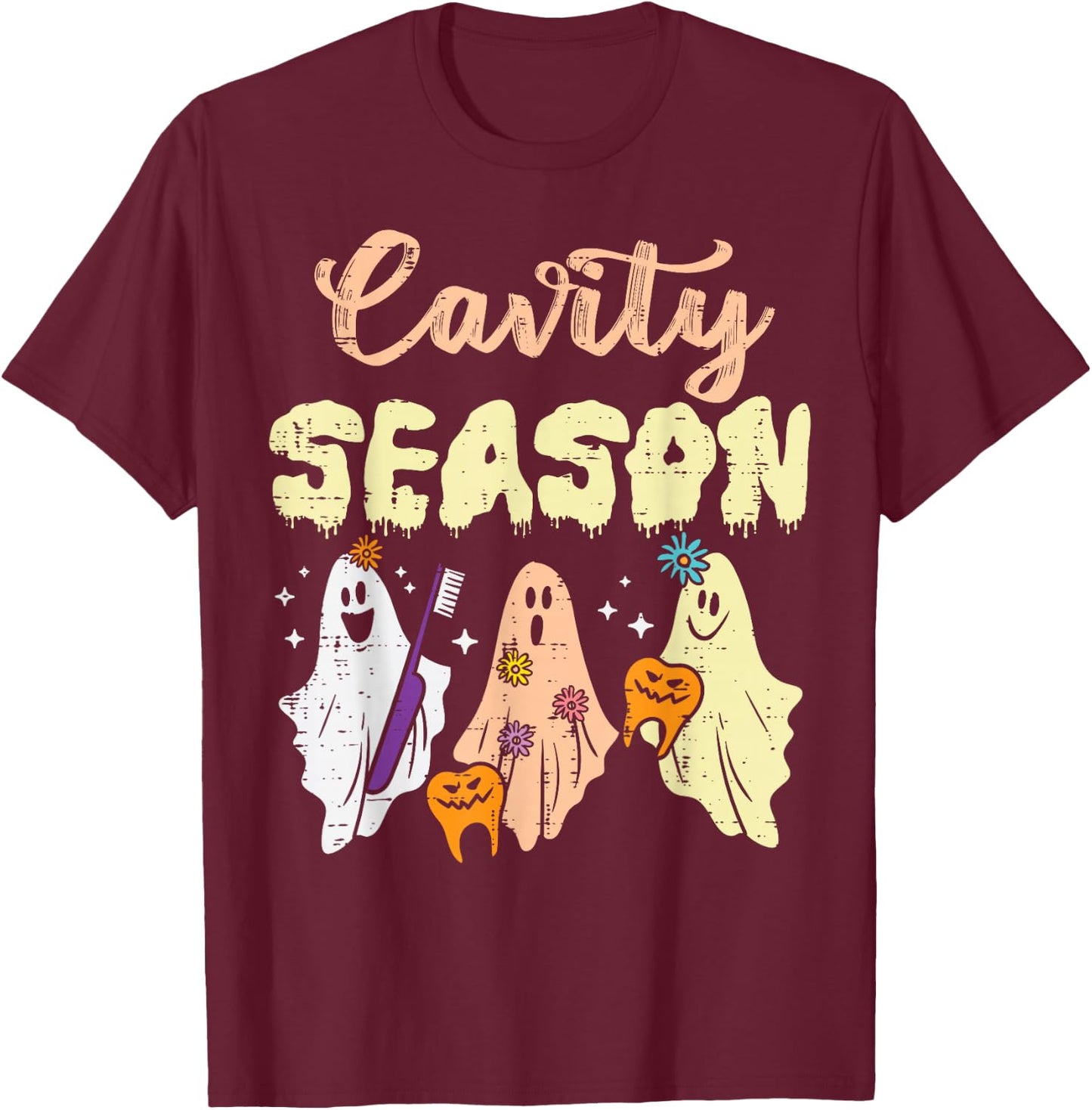 Halloween Dentist Cavity Season Dental Costume Men Women T-Shirt - T-Shirt | Maroon