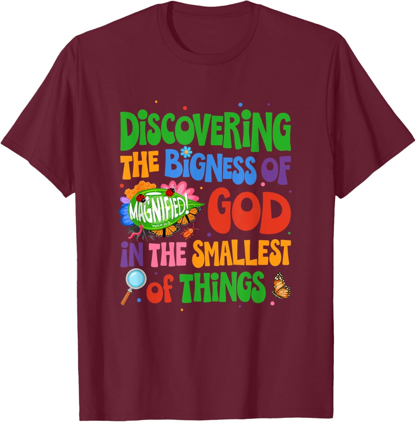 Christian Vbs 2026 Magnified Smallest Insects Adventure Vbs T-Shirt - T-Shirt | Maroon