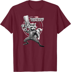 Marvel Guardians of The Galaxy Rocket Raccoon Weapons Poster Small T-Shirt - T-Shirt | Maroon