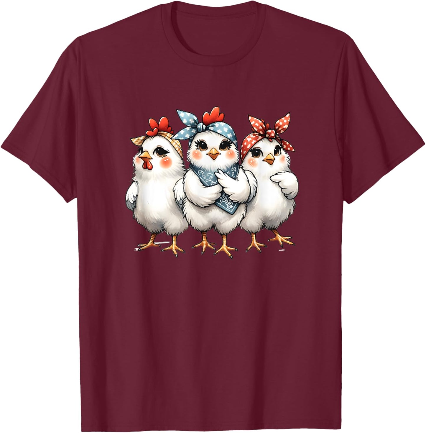 Chicks With Bandanas For Kids Girls Women T-Shirt - T-Shirt | Maroon