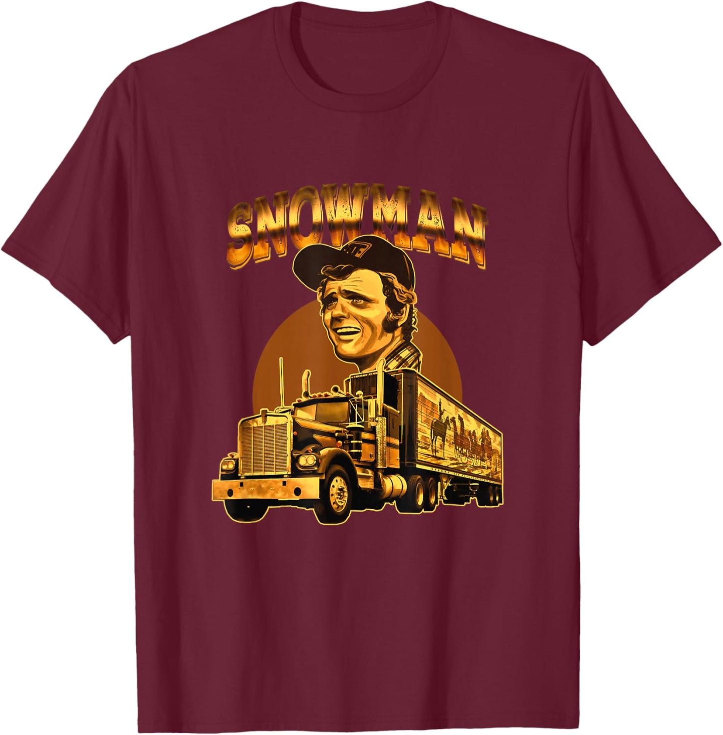 70s Retro Snowman Truck 1970s vintage groovy T-Shirt - T-Shirt | Maroon