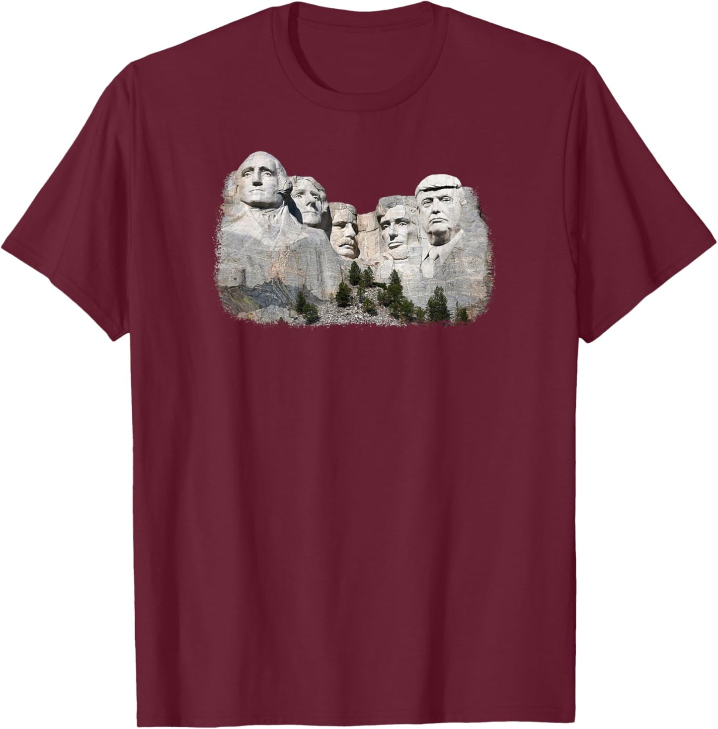 New Birth of Freedom President Donald Trump on Mount Rushmore T-Shirt - T-Shirt | Maroon