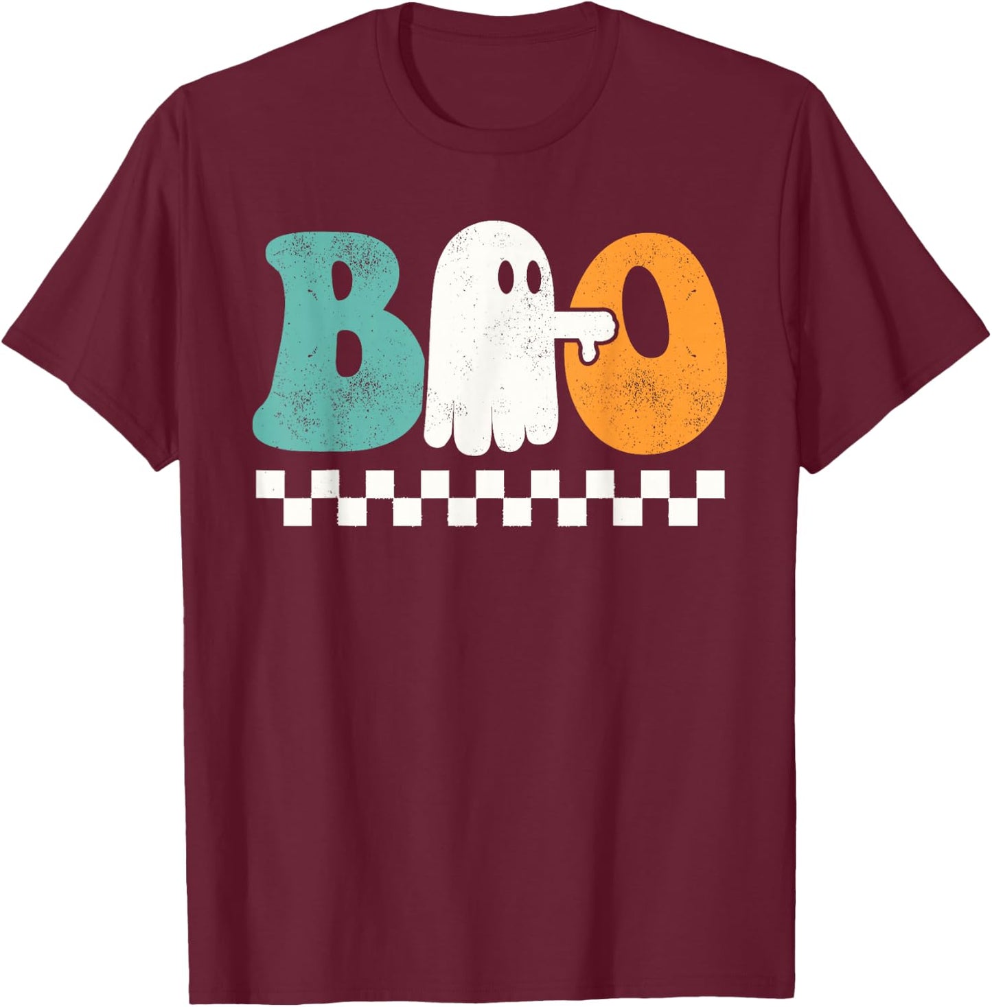Funny Thumbs Down Boo Ghost Halloween Groovy Women T-Shirt - T-Shirt | Maroon