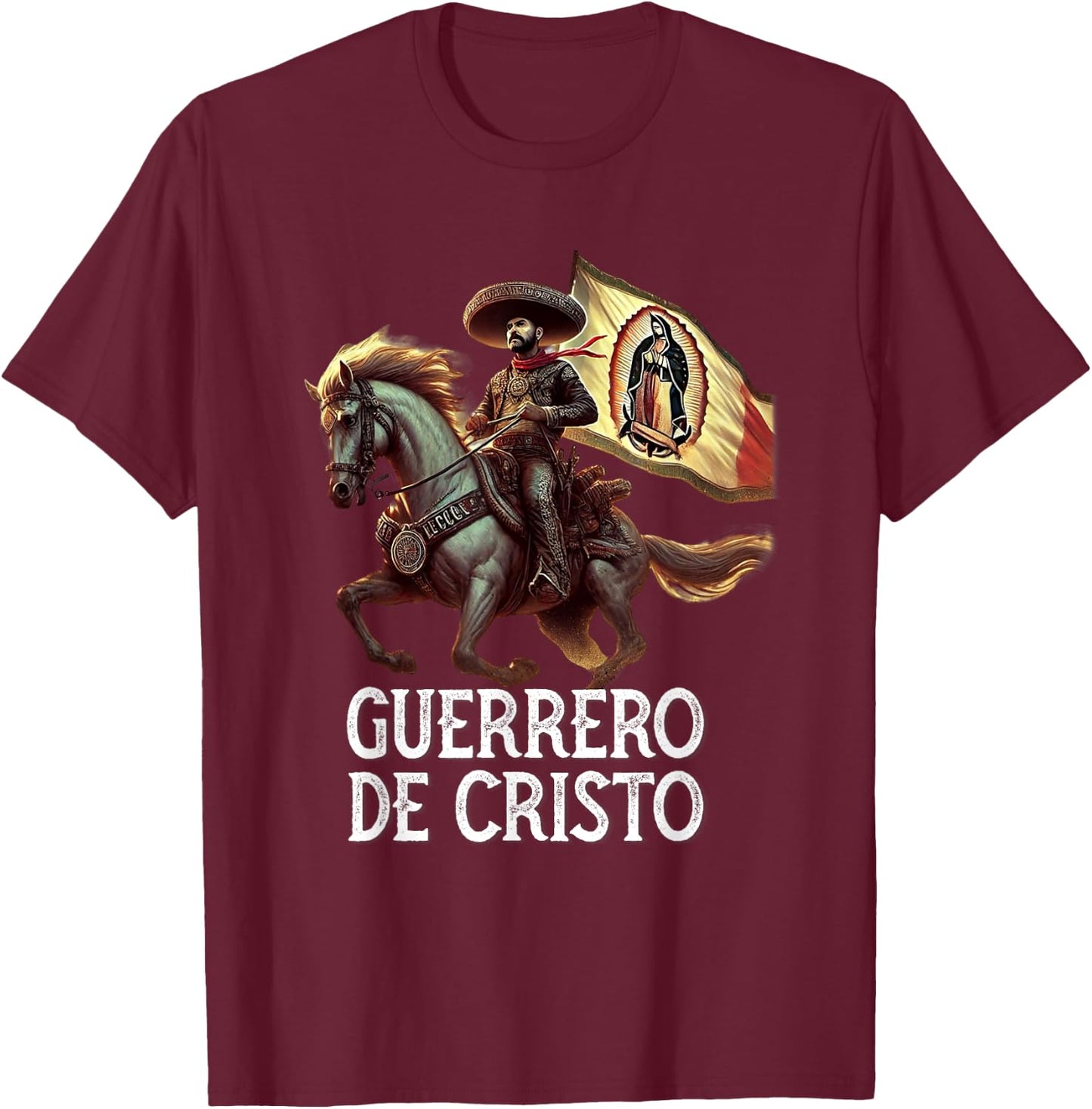 Viva Cristo Rey Guadalupe Catholic Cristeros T-Shirt - T-Shirt | Maroon
