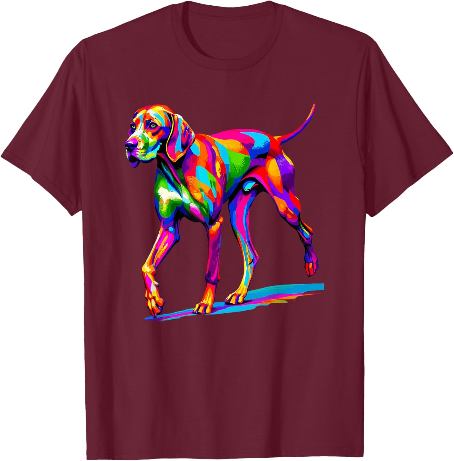 Colourful Pop Art English Pointer T-Shirt - T-Shirt | Maroon
