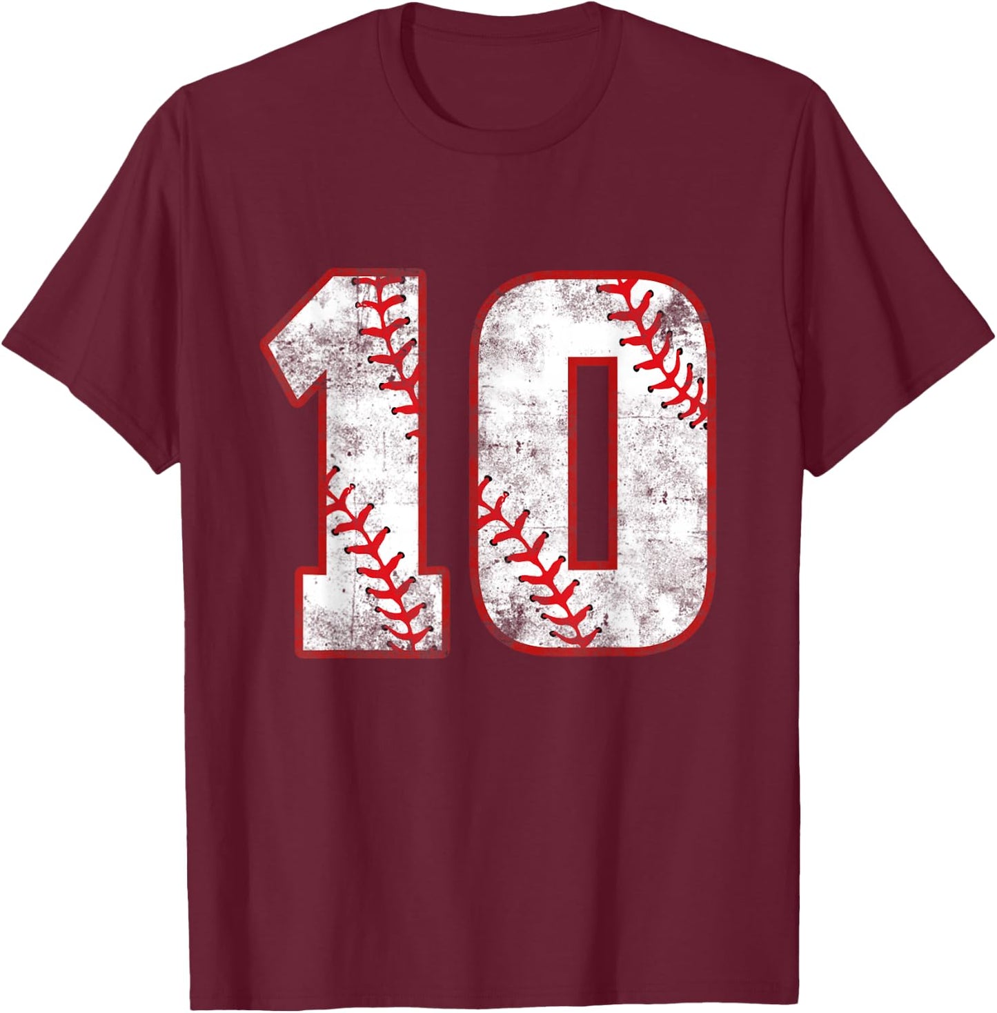 Baseball 10 Jersey 10th Birthday Gifts 10 Year Old Boys Kids T-Shirt - T-Shirt | Maroon