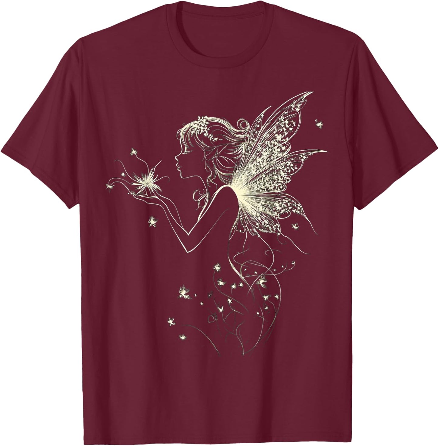 Fairy Mythical Motif Fantasy Illustration Fairy T-Shirt - T-Shirt | Maroon