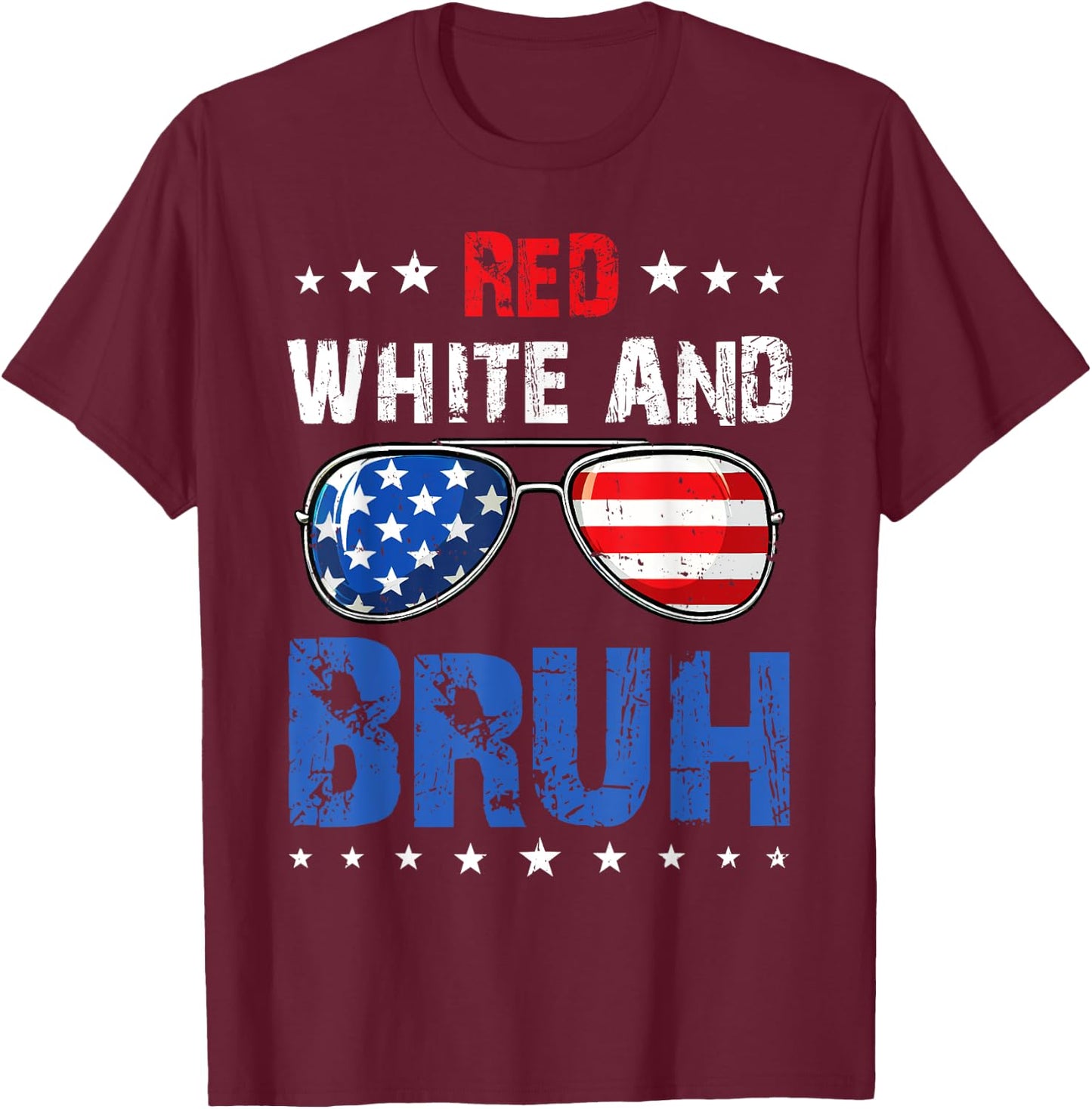 Red White And Bruh 4th Of July Boys Patriotic Teens Kids T-Shirt - T-Shirt | Maroon